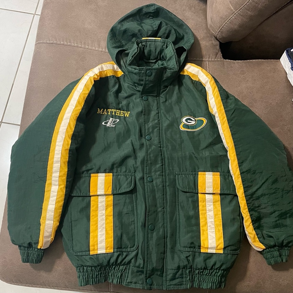 Vintage Green Bay Packers Jacket Youth Large NFL Pro Player Down Puffer 90s